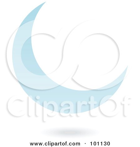 Royalty-Free (RF) Clipart Illustration of a Blue Crescent Moon Logo Icon by cidepix