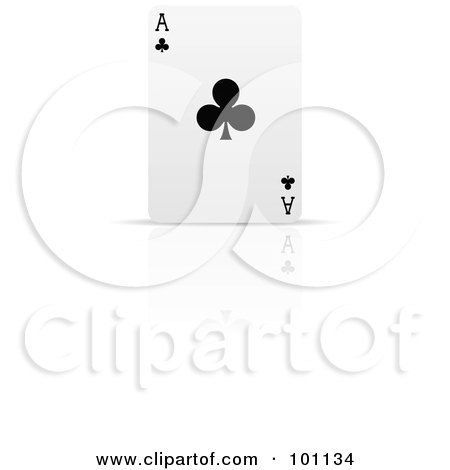 Royalty-Free (RF) Clipart Illustration of an Upright Ace Of Clubs Playing Card by cidepix