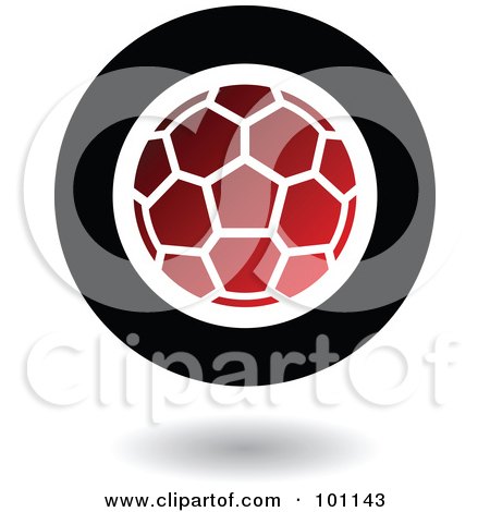 Royalty-Free (RF) Clipart Illustration of a Round Red Black And White American Soccer Logo Icon by cidepix