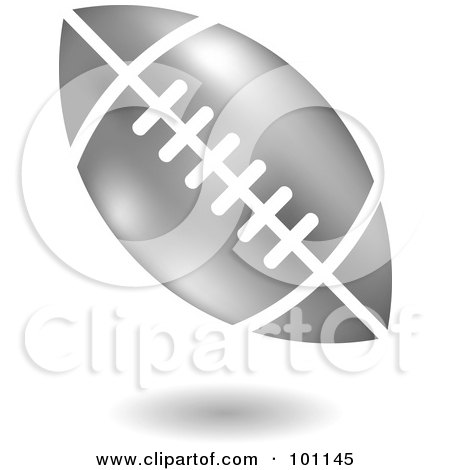 Royalty-Free (RF) Clipart Illustration of a Shiny Silver American Football Logo Icon by cidepix