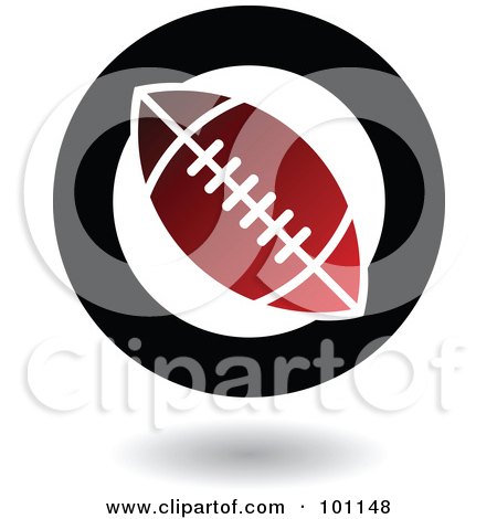 Royalty-Free (RF) Clipart Illustration of a Round Red Black And White American Football Logo Icon by cidepix