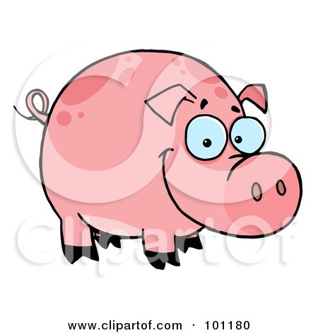 Royalty-Free (RF) Clipart Illustration of a Happy Smiling Pink Pig With Spots by Hit Toon