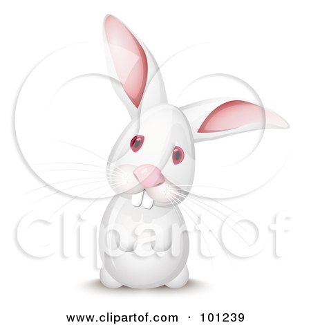 Royalty-Free (RF) Clipart Illustration of a Curious White Rabbit Up On His Hind Legs, His Head Cocked To The Side by Oligo