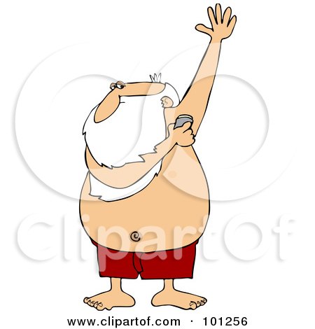 Royalty-Free (RF) Clipart Illustration of Santa Applying Under Arm Deodorant by djart