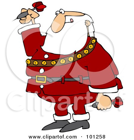 Royalty-Free (RF) Clipart Illustration of a Santa Biting His Lip And Playing Darts by djart