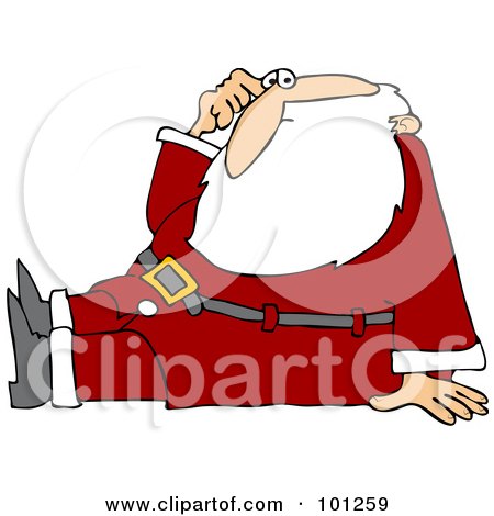 Royalty-Free (RF) Clipart Illustration of Santa Scratching His Head And Sitting On The Floor by djart