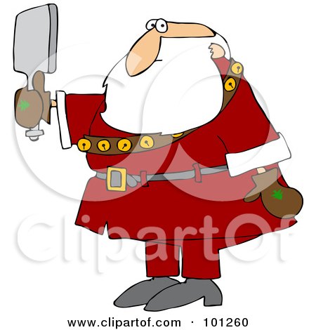 Royalty-Free (RF) Clipart Illustration of Santa Checking Himself Out In A Hand Mirror by djart