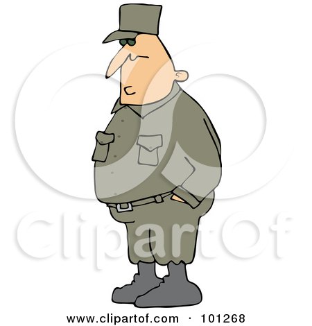 Royalty-Free (RF) Clipart Illustration of an Army Man Standing With His Hands In His Pockets by djart