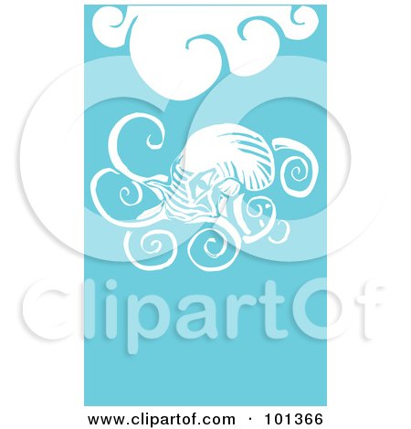 Royalty-Free (RF) Clipart Illustration of a Giant Squid In Blue Water With White Waves by xunantunich