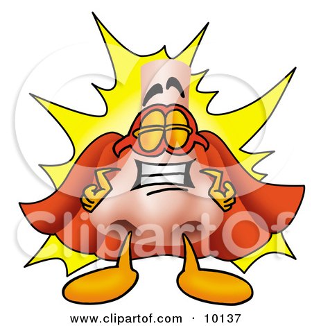 Clipart Picture of a Nose Mascot Cartoon Character Dressed as a Super Hero by Mascot Junction