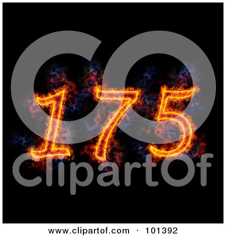Royalty-Free (RF) Clipart Illustration of a Flaming 175 For 175th Anniversary, Over Black by Michael Schmeling