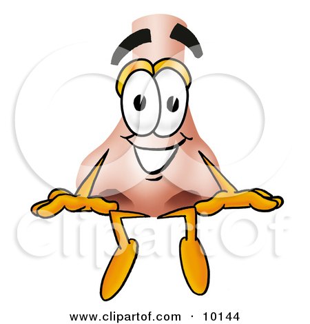 Clipart Picture of a Nose Mascot Cartoon Character Sitting by Mascot Junction