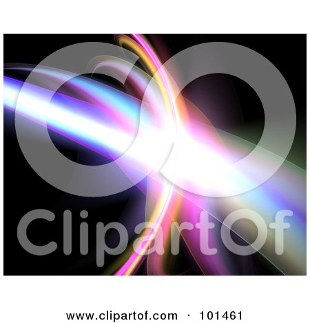 Royalty-Free (RF) Clipart Illustration of a Fractal Background Of Bright Light And Colorful Flashes On Black by Arena Creative