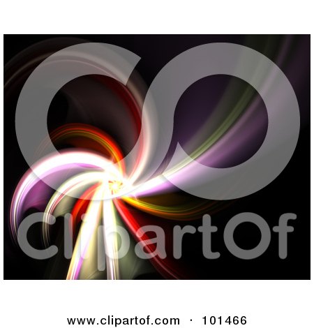 Royalty-Free (RF) Clipart Illustration of a Fractal Background Of A Colorful Spiral On Black by Arena Creative