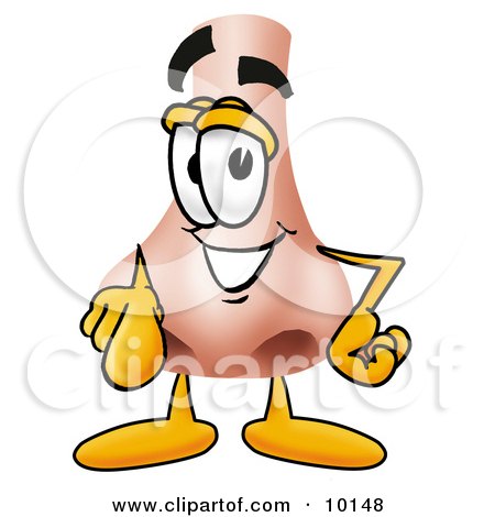 Clipart Picture of a Nose Mascot Cartoon Character Pointing at the Viewer by Mascot Junction