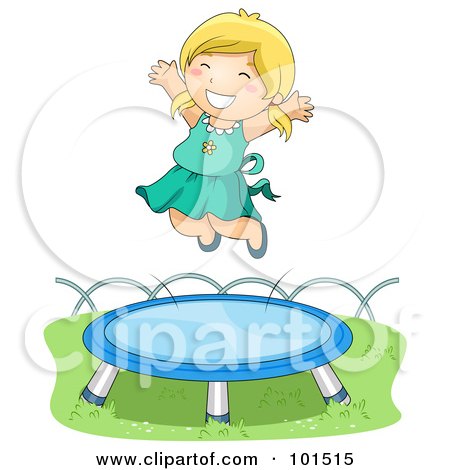 Royalty-Free (RF) Clipart Illustration of a Happy Blond Girl Jumping ...