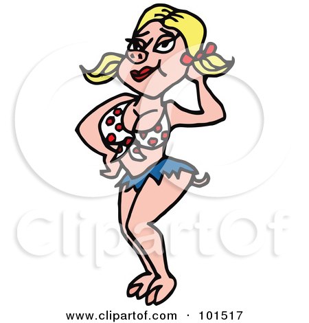 Royalty-Free Clipart Picture of a Sexy Blond Female Pig In A Flirty Pose by LaffToon