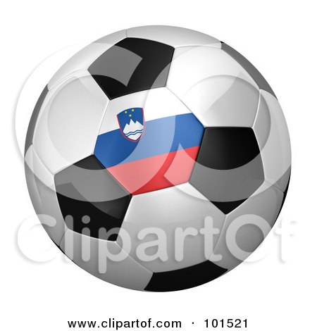 Royalty-Free (RF) Clipart Illustration of a 3d Slovenia Flag On A Traditional Soccer Ball by stockillustrations