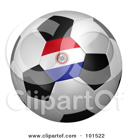 Royalty-Free (RF) Clipart Illustration of a 3d Paraguay Flag On A Traditional Soccer Ball by stockillustrations