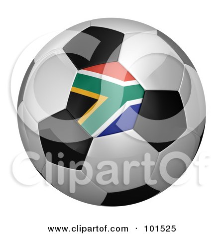Royalty-Free (RF) Clipart Illustration of a 3d South Africa Flag On A Traditional Soccer Ball by stockillustrations