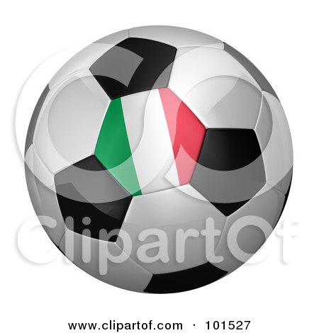 Royalty-Free (RF) Clipart Illustration of a 3d Italy Flag On A Traditional Soccer Ball by stockillustrations