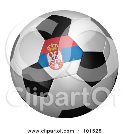 Royalty-Free (RF) Clipart Illustration of a 3d Serbia Flag On A Traditional Soccer Ball by stockillustrations