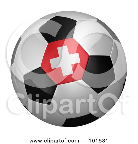 Royalty-Free (RF) Clipart Illustration of a 3d Switzerland Flag On A Traditional Soccer Ball by stockillustrations