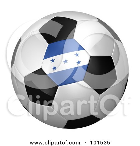 Royalty-Free (RF) Clipart Illustration of a 3d Honduras Flag On A Traditional Soccer Ball by stockillustrations