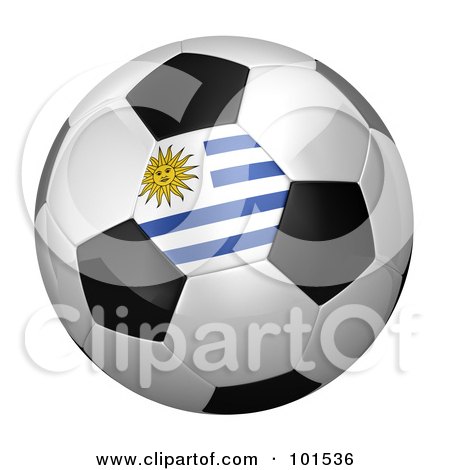 Royalty-Free (RF) Clipart Illustration of a 3d Uruguay Flag On A Traditional Soccer Ball by stockillustrations