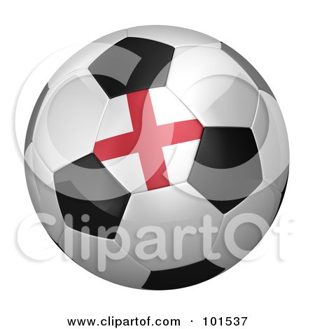 Royalty-Free (RF) Clipart Illustration of a 3d England Flag On A Traditional Soccer Ball by stockillustrations