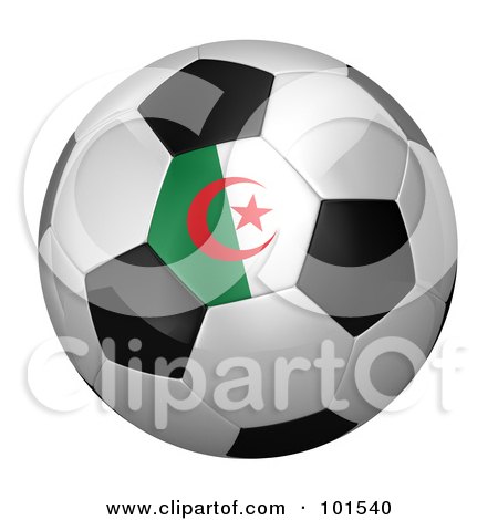 Royalty-Free (RF) Clipart Illustration of a 3d Algerian Flag On A Traditional Soccer Ball by stockillustrations