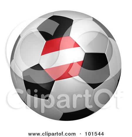 Royalty-Free (RF) Clipart Illustration of a 3d Austria Flag On A Traditional Soccer Ball by stockillustrations