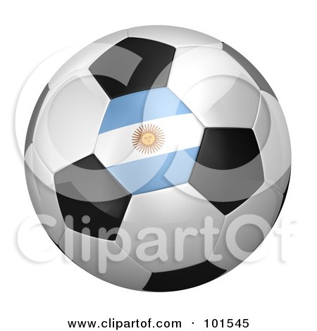 Royalty-Free (RF) Clipart Illustration of a 3d Argentina Flag On A Traditional Soccer Ball by stockillustrations