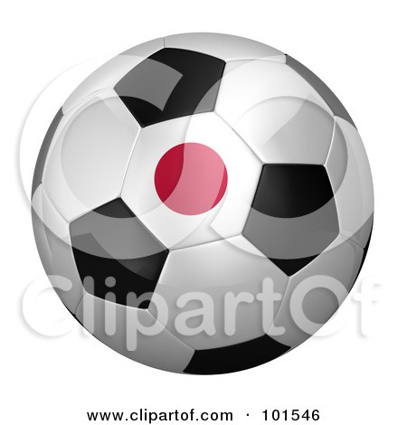 Royalty-Free (RF) Clipart Illustration of a 3d Japan Flag On A Traditional Soccer Ball by stockillustrations