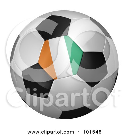 Royalty-Free (RF) Clipart Illustration of a 3d Ivory Coast Flag On A Traditional Soccer Ball by stockillustrations