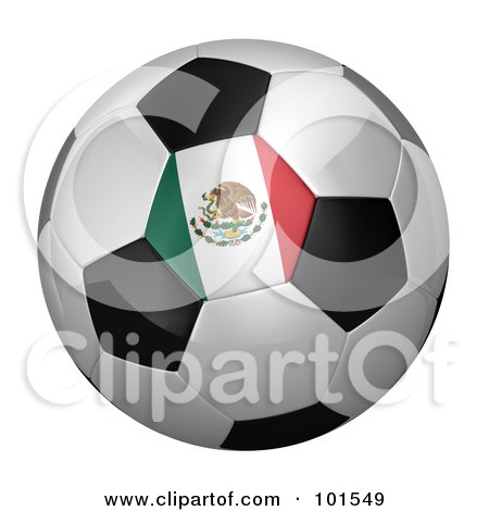 Royalty-Free (RF) Clipart Illustration of a 3d Mexico Flag On A Traditional Soccer Ball by stockillustrations