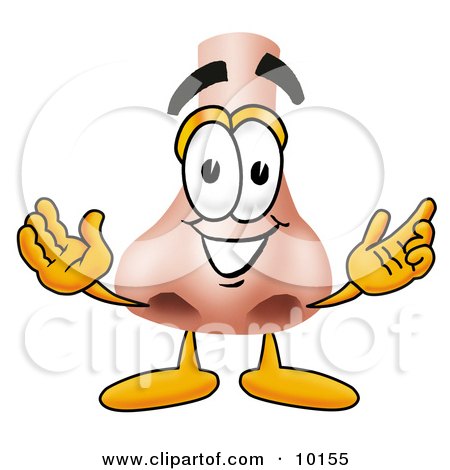 Clipart Picture of a Nose Mascot Cartoon Character With Welcoming Open Arms by Mascot Junction