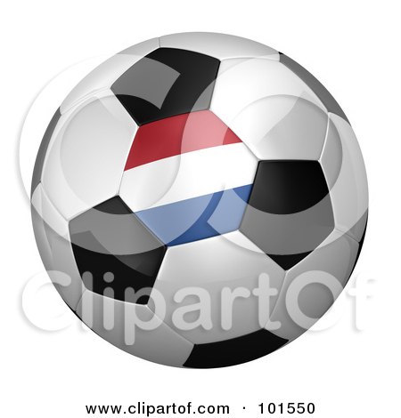 Royalty-Free (RF) Clipart Illustration of a 3d Netherlands Flag On A Traditional Soccer Ball by stockillustrations