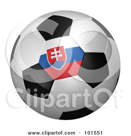 Royalty-Free (RF) Clipart Illustration of a 3d Slovakia Flag On A Traditional Soccer Ball by stockillustrations