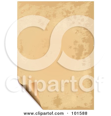 Royalty-Free (RF) Clipart Illustration of a Piece Of Parchment Paper With A Turning Corner by Pushkin