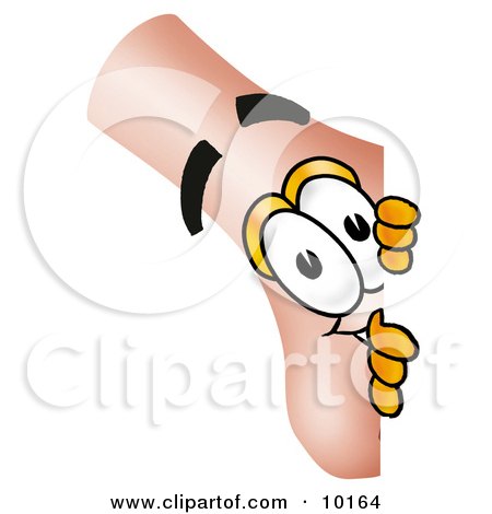Clipart Picture of a Nose Mascot Cartoon Character Peeking Around a Corner by Mascot Junction