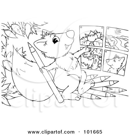 Royalty-Free (RF) Clipart Illustration of a Coloring Page Outline Of A Squirrel Drawing Pictures by Alex Bannykh