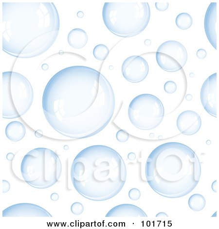 Royalty-Free (RF) Clipart Illustration of a Background Pattern Of Blue Bubbles On White by michaeltravers