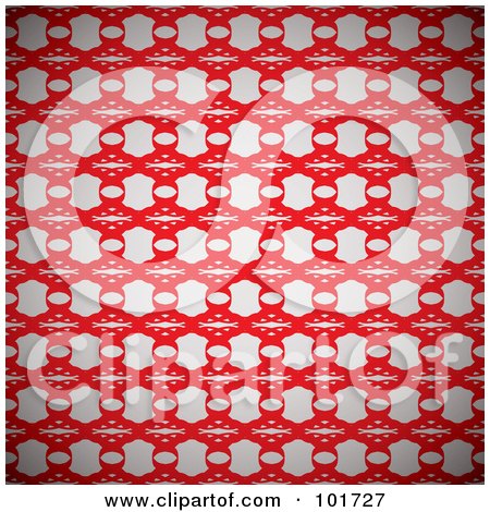 Royalty-Free (RF) Clipart Illustration of a Background Of A Gray And Red Floral Link Pattern by michaeltravers