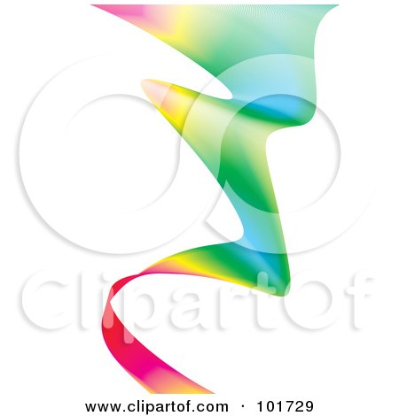 Royalty-Free (RF) Clipart Illustration of a Smooth Colorful Rainbow Wave On White by michaeltravers