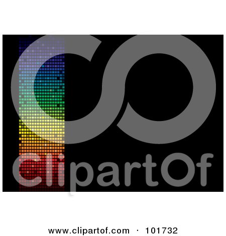 Royalty-Free (RF) Clipart Illustration of a Left Border Of Rainbow Pixels On Black by michaeltravers