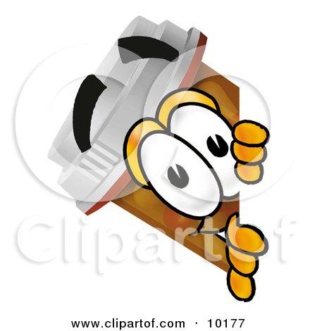 Clipart Picture of a Pill Bottle Mascot Cartoon Character Peeking Around a Corner by Mascot Junction