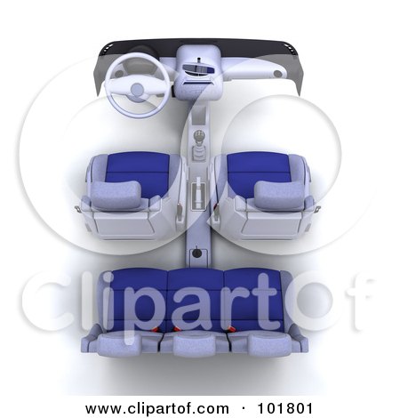 Royalty-Free (RF) Clipart Illustration of a 3d Car Interior Concept With Blue Seats by KJ Pargeter