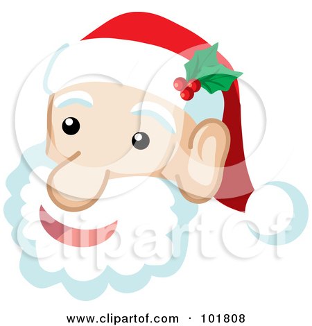 Royalty-Free (RF) Clipart Illustration of a Jolly Santa Claus Face And Fluffy Beard by Rosie Piter
