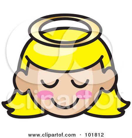Royalty-Free (RF) Clipart Illustration of a Blond Angel Girl Face With Pink Cheeks by Rosie Piter